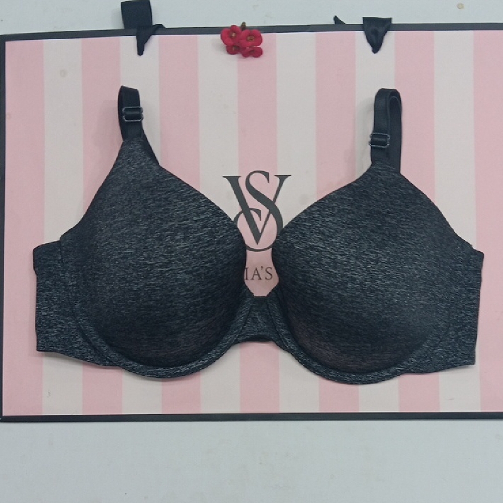 Victoria's Secret Heathered Charcoal T-Shirt Bra Uplift Semi-Demi Size36C